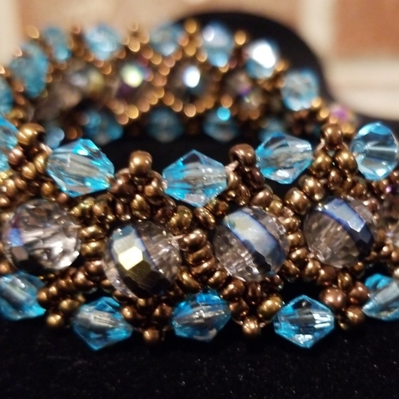 Blue and Champagne Crystal Bracelets - Picture 3 of 8